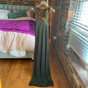 Olive green sparkle & fade maxi dress